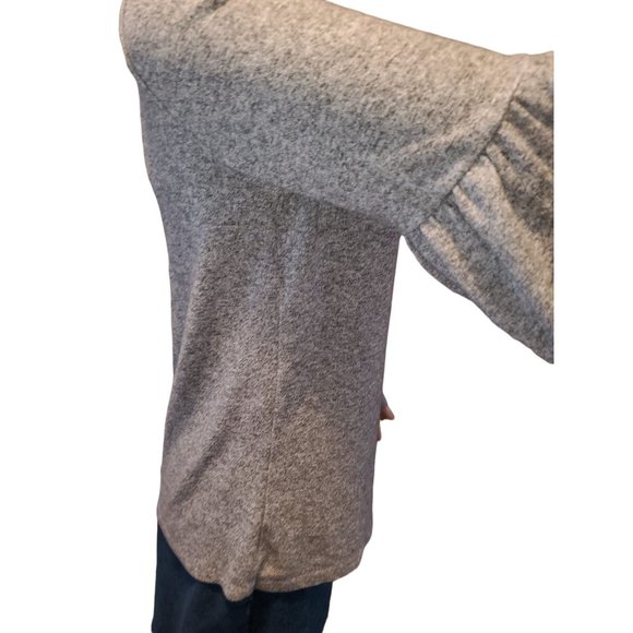 Zara Trafaluc Gray Marl Bell Sleeve Sweater Top Sz S - Picture 4 of 11